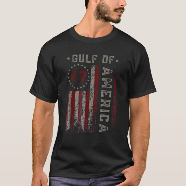 Gulf Of USA America Funny USA Flag for men women T-Shirt (Front)