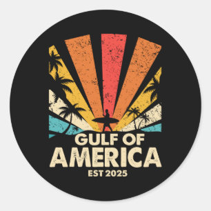 Gulf Of Usa America Surfing Retro Sunset Vintage B Classic Round Sticker