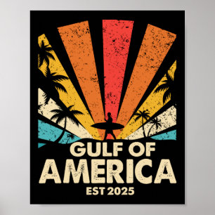 Gulf Of Usa America Surfing Retro Sunset Vintage B Poster