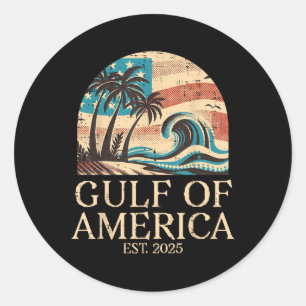 Gulf Of Usa America Wave Vintage Men Women Kids  Classic Round Sticker