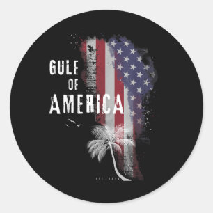 Gulf Of Usa Vintage Flag America 2025 Men Women  Classic Round Sticker