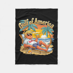 Gulf Retro Of America Est 2025 Vintage Beach Vacat Fleece Blanket
