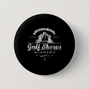 Gulf Shores Al Sailboat Vintage Nautical Tee 6 Cm Round Badge