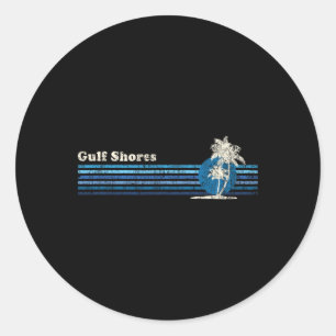 Gulf Shores Al Vintage 80s Palm Trees Sunset Tee Classic Round Sticker