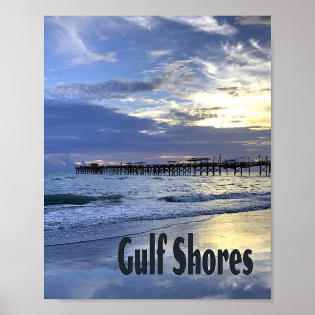 Gulf Shores Alabama Beach Sunrise Pier Poster (Front)