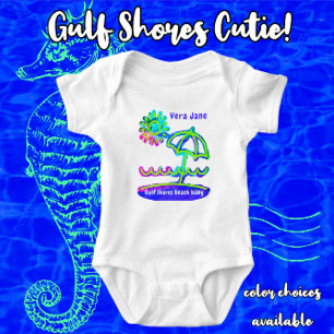 Gulf Shores Alabama Beach Umbrella with Sun Baby Bodysuit