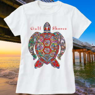 Gulf Shores Alabama Colourful Sea Turtle T-Shirt