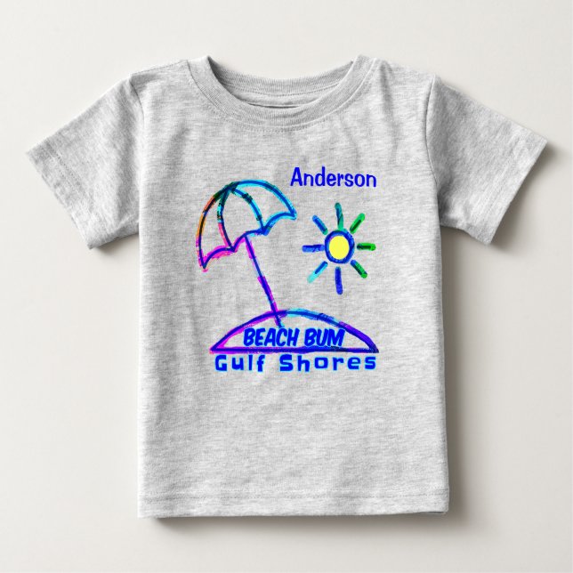 Gulf Shores, Alabama Finger Paint Beach Umbrella Baby T-Shirt (Front)