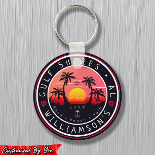 Gulf Shores Alabama Retro Sunset Souvenirs 80s Key Ring