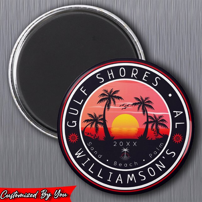 Gulf Shores Alabama Retro Sunset Souvenirs 80s Magnet (Creator Uploaded)