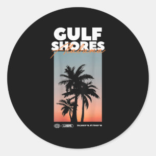 Gulf Shores - Alabama Summer Palm Vacation Usa Classic Round Sticker
