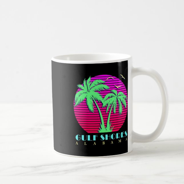 Gulf Shores Alabyma 80s Palm Trees Summer Sunset  Coffee Mug (Right)