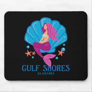 Gulf Shores Alabyma Al Mermaid And Sea Shell Tee Mouse Pad