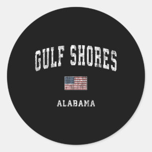 Gulf Shores Alabyma Al Vintage American Flag Sport Classic Round Sticker