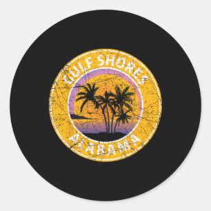 Gulf Shores Alabyma Al Vintage Retro 80s Summer Tr Classic Round Sticker