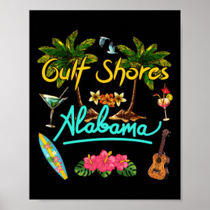 Gulf Shores Alabyma Beach Summer Palm Sun Set Palm Poster