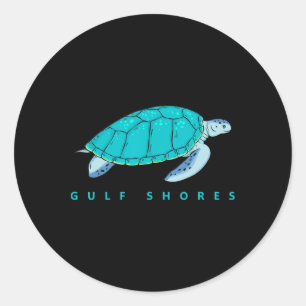 Gulf Shores Alabyma Blue Watercolor Sea Turtle Classic Round Sticker