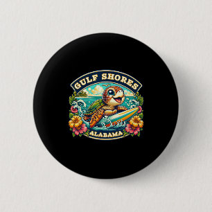 Gulf Shores Alabyma Cute Sea Turtle Surfing 6 Cm Round Badge