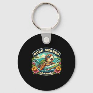 Gulf Shores Alabyma Cute Sea Turtle Surfing Key Ring