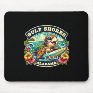 Gulf Shores Alabyma Cute Sea Turtle Surfing Mouse Pad