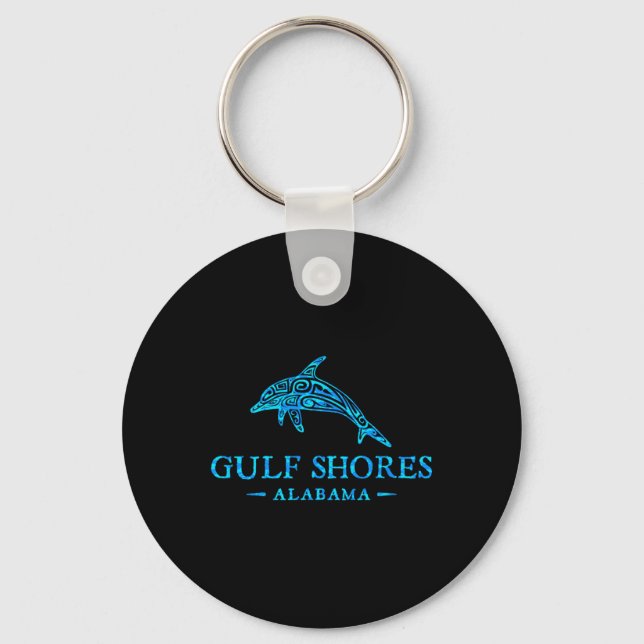 Gulf Shores Alabyma Retro Dolphin Boys Girls Toddl Key Ring (Front)