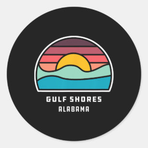 Gulf Shores Alabyma Retro Minimalist Ocean Wave Su Classic Round Sticker