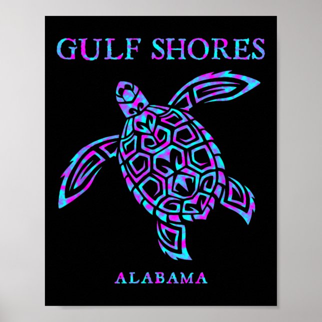 Gulf Shores Alabyma Retro Sea Turtle Boys Girls To Poster (Front)