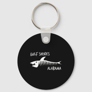 Gulf Shores Alabyma Shark Skeleton White Print Key Ring
