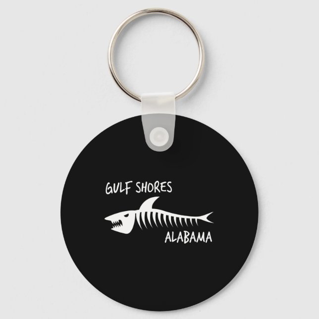 Gulf Shores Alabyma Shark Skeleton White Print  Key Ring (Front)