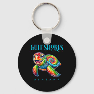 Gulf Shores Alabyma Smiling Tie Dye Sea Turtle Key Ring
