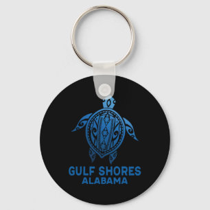Gulf Shores Alabyma Tribyl Tattoo Blue Sea Turtle  Key Ring