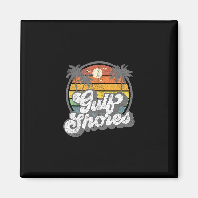 Gulf Shores Alama Vacation Palm Tree Retro Beach 7 Magnet (Front)