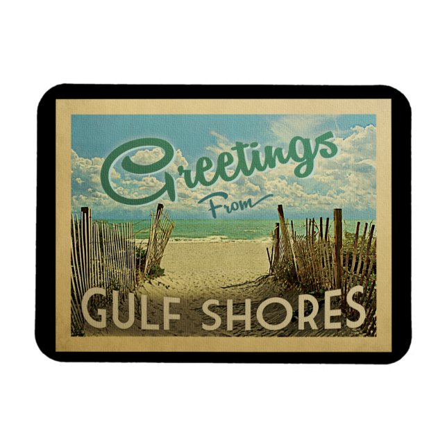 Gulf Shores Beach Vintage Travel Magnet (Horizontal)