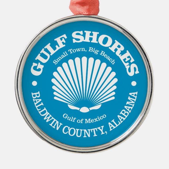 Gulf Shores (seashell) Metal Tree Decoration (Front)