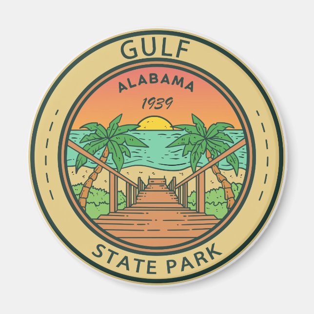 Gulf State Park Alabama Circle Badge Magnet (Front)