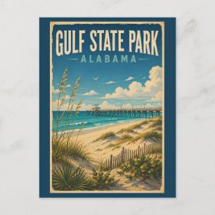 Gulf State Park Alabama Illustration Travel Art Postcard