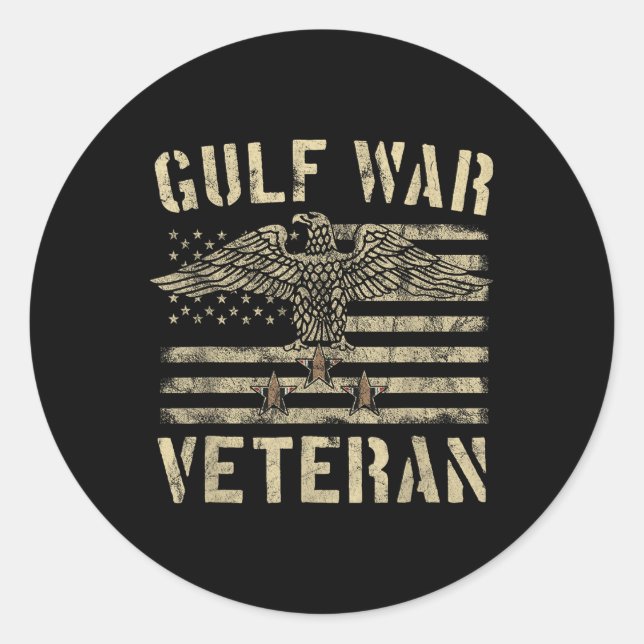 Gulf War Veteran Shirt Eagle Stars And Stripes  Classic Round Sticker (Front)
