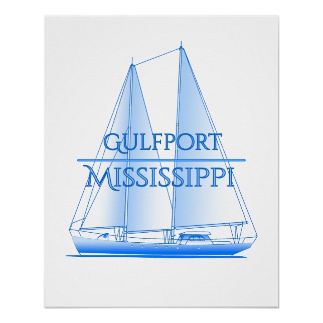 Gulfport Coastal Nautical Sailing Poster (Front)
