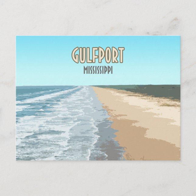 Gulfport Mississippi Beach Postcard (Front)