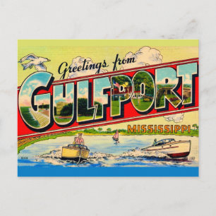 Gulfport Mississippi Retro Greetings Postcard