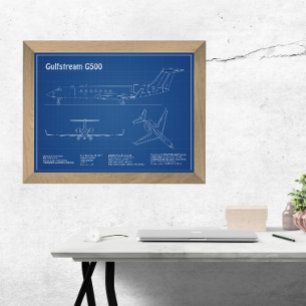 Gulfstream G500 - Aeroplane Blueprint Plans AD Photo Print