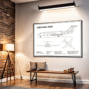 Gulfstream G500 - Aeroplane Blueprint Plans BD Poster