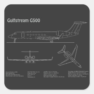 Gulfstream G500 - Aeroplane Blueprint Plans PD Square Sticker