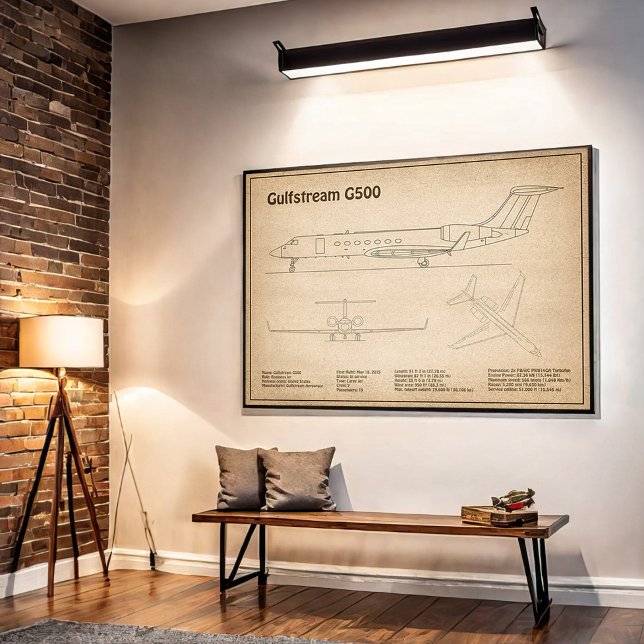 Gulfstream G500 - Aeroplane Blueprint Plans SD Poster (Creator Uploaded)