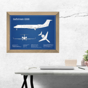 Gulfstream G500 - Airplane Blueprint Plans ABD Photo Print
