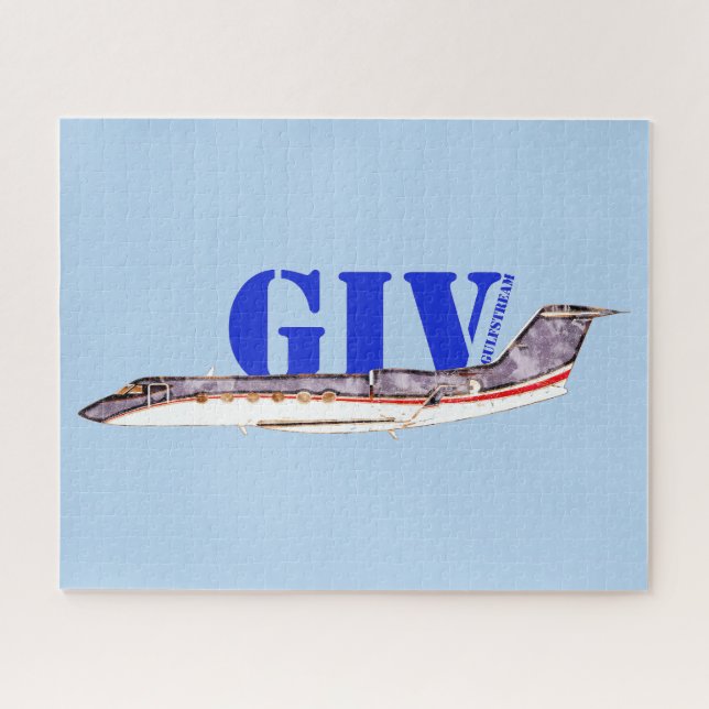 Gulfstream GIV Private Jet with Bold Typography Jigsaw Puzzle (Horizontal)