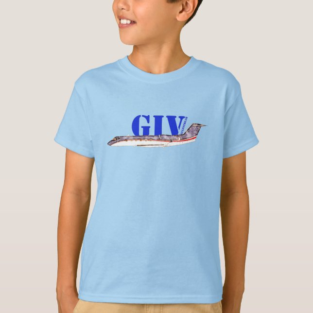 Gulfstream GIV Private Jet with Bold Typography T-Shirt (Front)