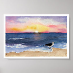 Gull at Dusk Poster