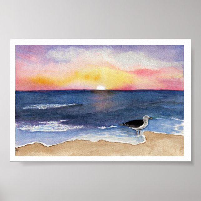Gull at Dusk Poster (Front)