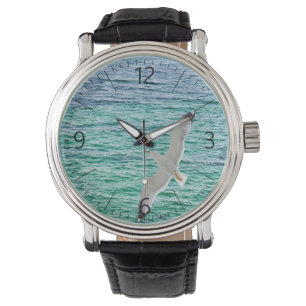 Gull flying above a sea watch